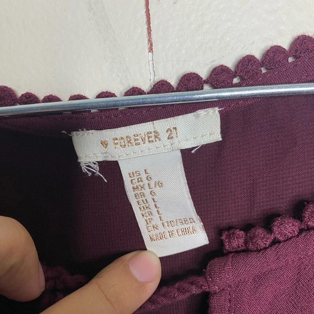 Forever 21 Burgundy Top with Lace Detail - Picture 4 of 4